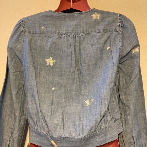 J. Crew | Chambray Star Print Wrap Top NWT XS - Picture 8 of 9